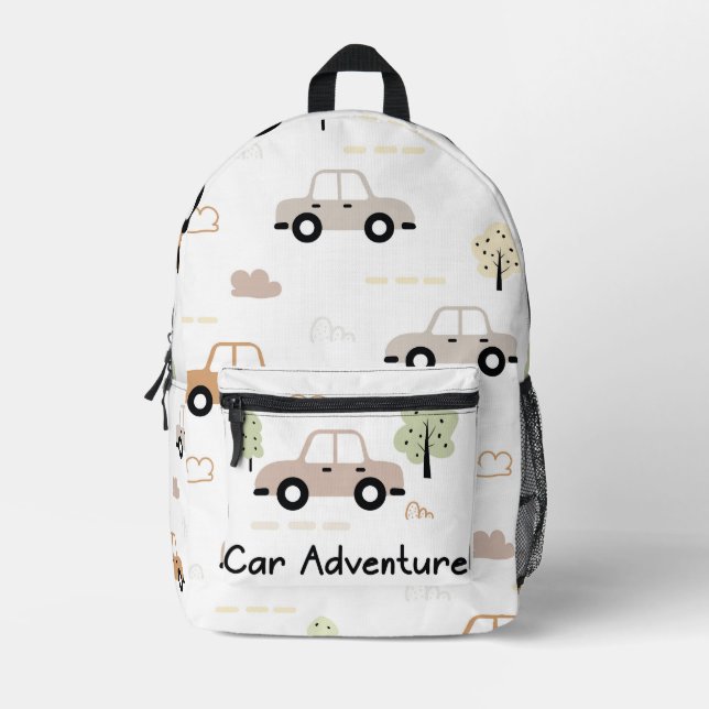Car Adventure Printed Backpack (Front)