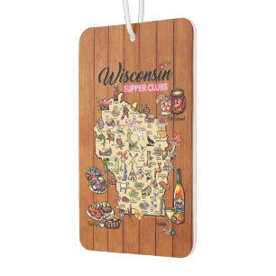 Car Air Freshener - Wisconsin Supper Club Map 