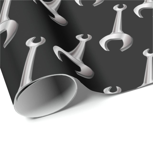 Car and Motorbike Mechanic Workshop Spanners Print Wrapping Paper (Roll Corner)