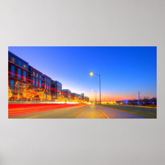 Car and Xmas Lights at Bridge park, Dublin, Ohio Poster (Front)