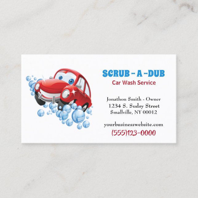 Car Auto Detail Car Wash Service Business Card (Front)