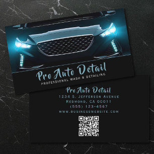 Car Auto Detail Cleaning Service QR Code Business Card