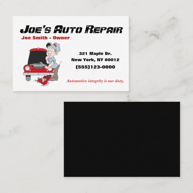 Car Auto Mechanic Repair Motor Service Business Card (Front/Back)