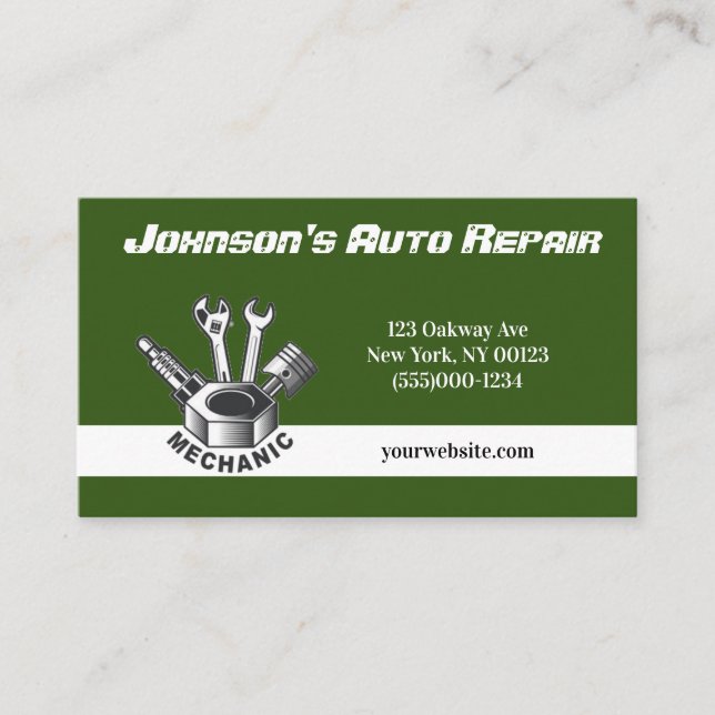 Car Auto Mechanic Repair Service Business Card (Front)