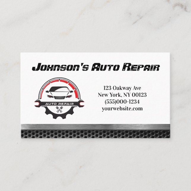 Car Auto Mechanic Repair Service Business Card (Front)