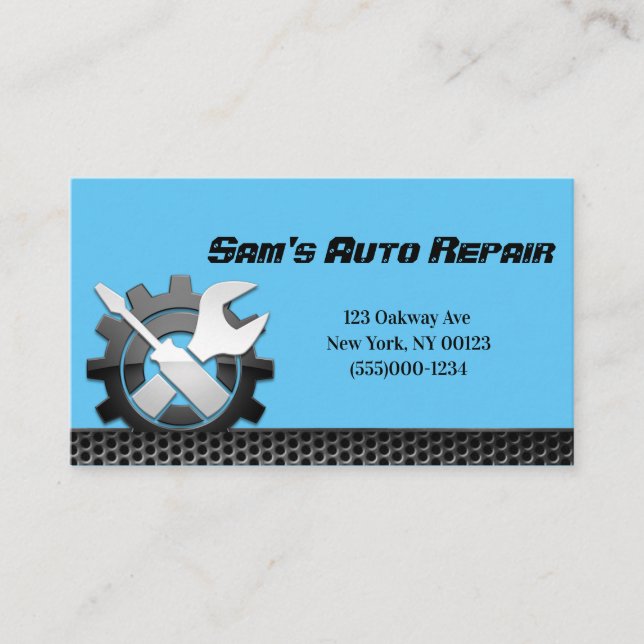 Car Auto Mechanic Repair Service Business Card (Front)