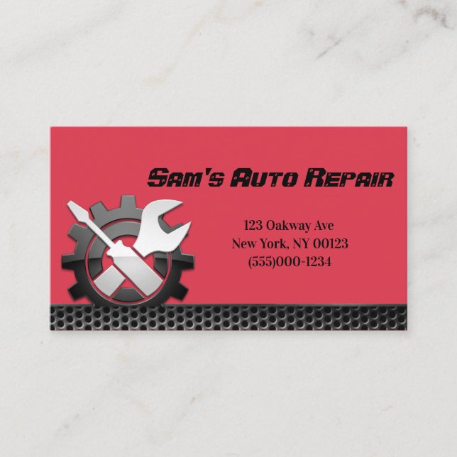 Car Auto Mechanic Repair Service Business Card (Front)