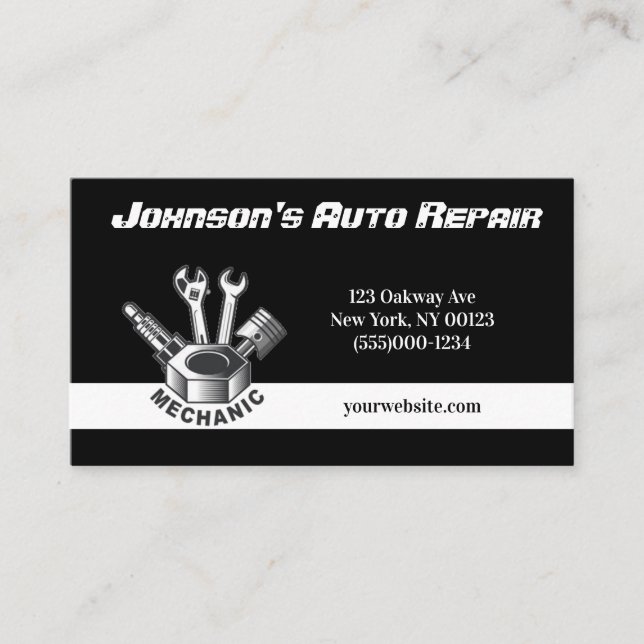 Car Auto Mechanic Repair Service Business Card (Front)