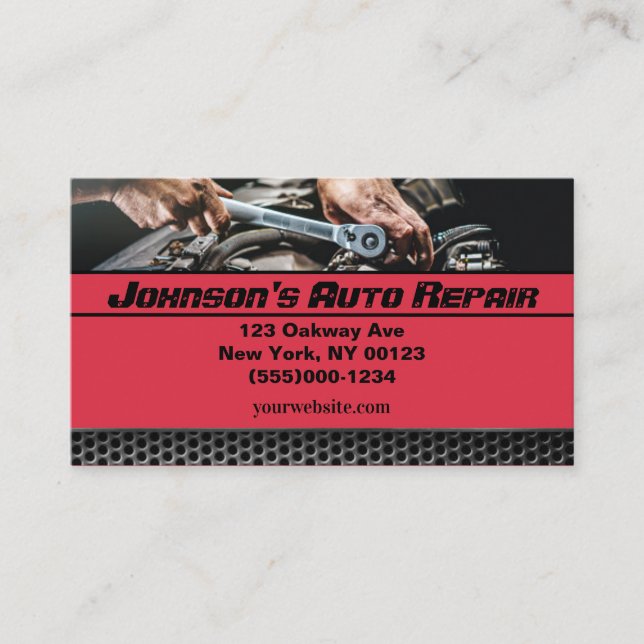 Car Auto Mechanic Repair Service Business Card (Front)