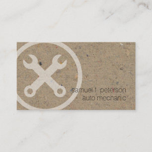 Car Auto Mechanic Wrench Icon Natural PaperTexture Business Card