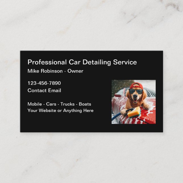 Car Automotive Detailing Fun Business Cards (Front)