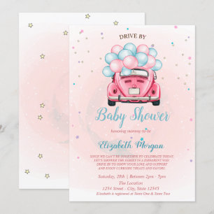 Car Balloons  Drive By Baby Shower Invitation