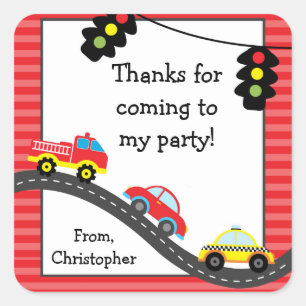 Car Birthday Party Thank You Stickers
