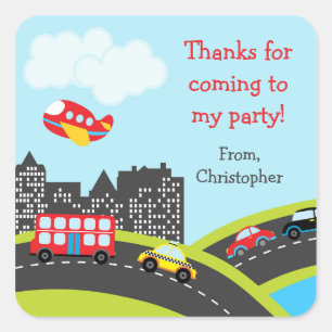 Car Birthday Party Thank You Stickers