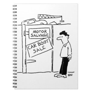 Car Breakers Scrapyard Car Boot Sale Cartoon Notebook