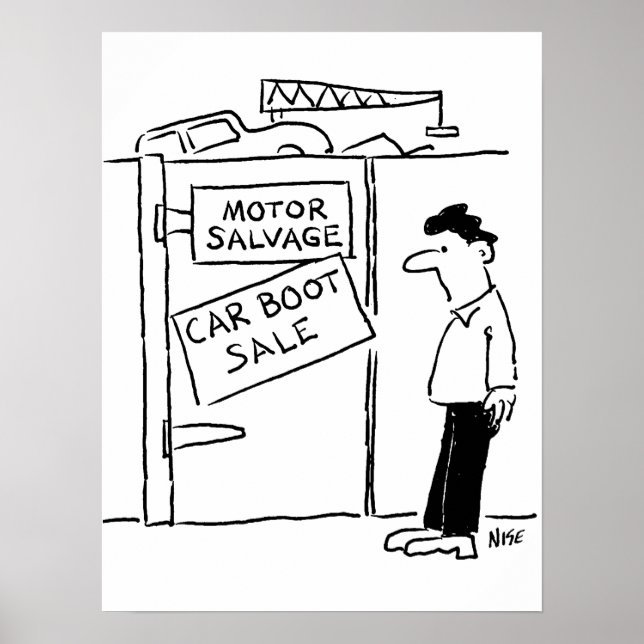 Car Breakers Scrapyard Car Boot Sale Cartoon Poster (Front)