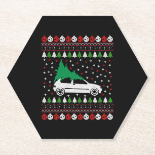 Car Christmas Paper Coaster