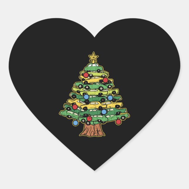 Car Christmas Tree Xmas Merry Christmas Car Heart Sticker (Front)
