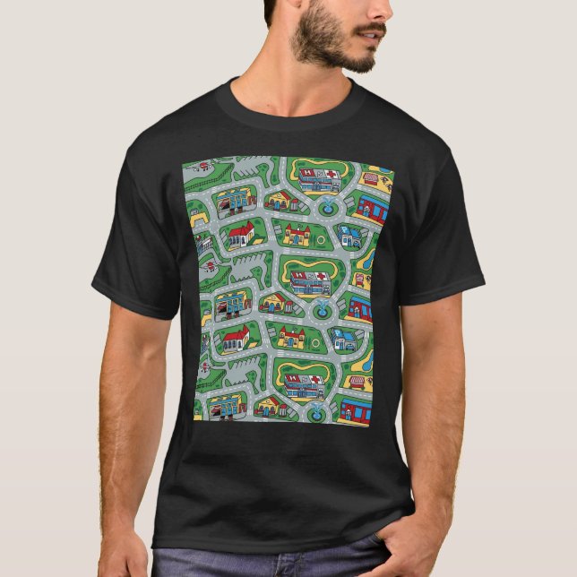 Car City Carpet Road Rug 90s Nostalgic Toy Graphic T-Shirt (Front)