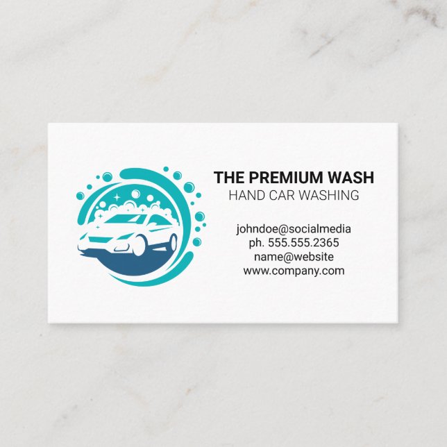 Car Cleaning Logo Business Card (Front)