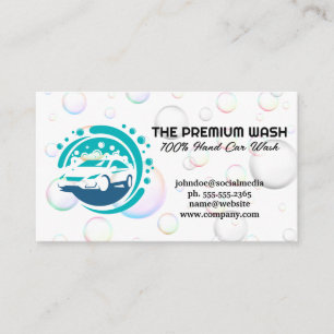 Car Cleaning Logo   Soap Bubbles Business Card