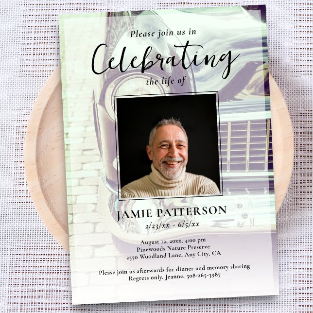 Car Collector Celebration of Life Photo, Funeral Invitation (Creator Uploaded)