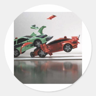 car-crash classic round sticker
