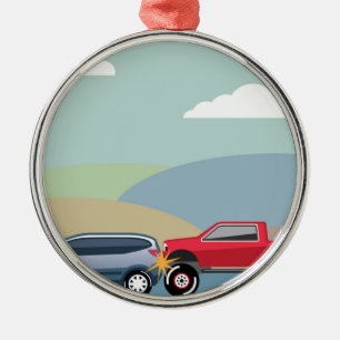 Car crash rear ended vehicle Vector Metal Tree Decoration