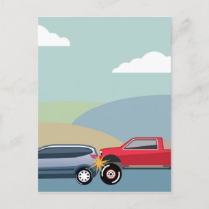 Car crash rear ended vehicle Vector Postcard