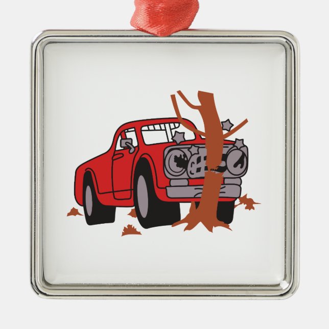 CAR CRASH SCENE METAL TREE DECORATION (Front)
