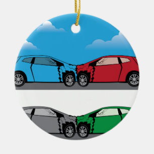 Car Crash vector Ceramic Tree Decoration