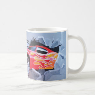Car Crashing Through Wall Coffee Mug