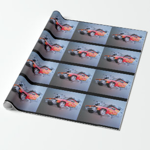 Car Crashing Through Wall Wrapping Paper