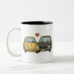 Car Cuddles – Cute Cartoon Couple Cars in Love Mug