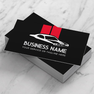 Car Dealer Auto Repair Black & Red Automotive Business Card