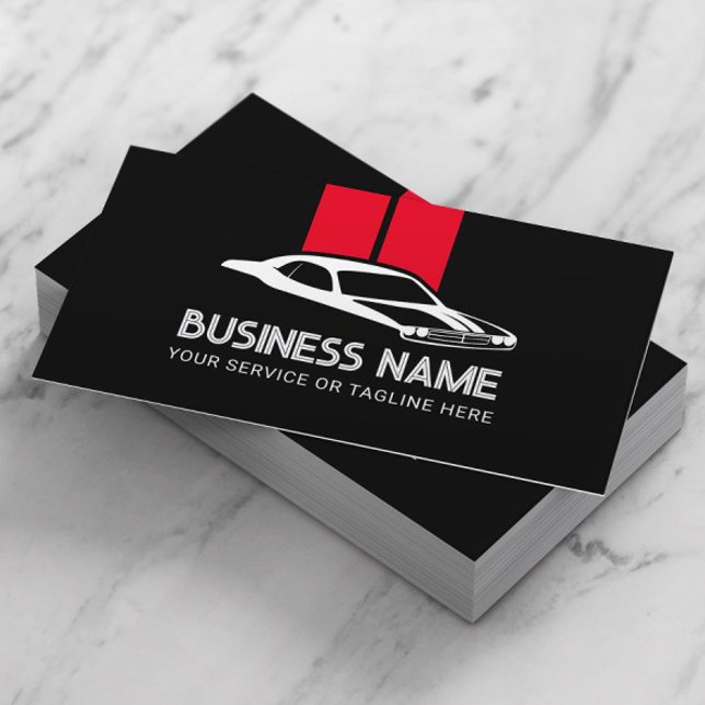 Car Dealer Auto Repair Black & Red Automotive Business Card (Creator Uploaded)