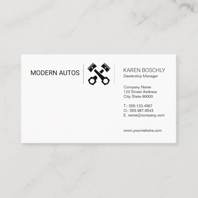Car Dealership | Auto Maintenance | Car Pistons Business Card (Front)