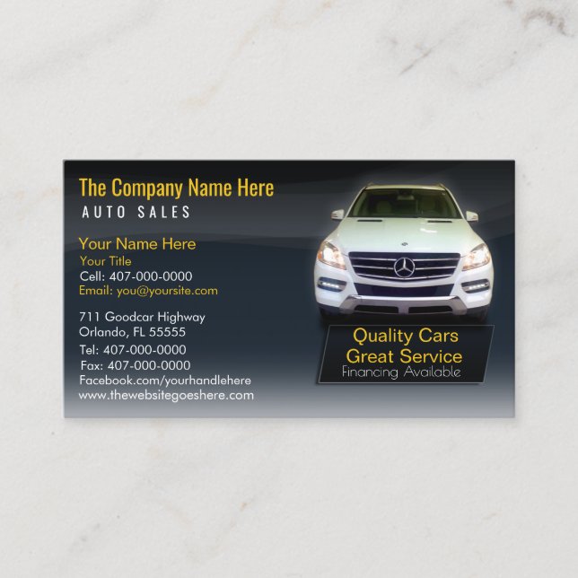Car Dealership-Auto Sales Associate Business Card (Front)