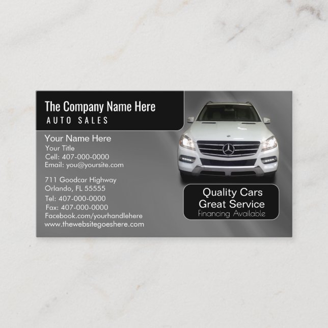 Car Dealership-Auto Sales Associate Business Card (Front)