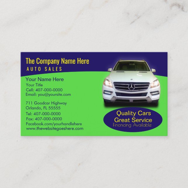 Car Dealership-Auto Sales Associate Business Card (Front)