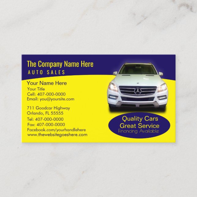 Car Dealership-Auto Sales Associate Business Card (Front)