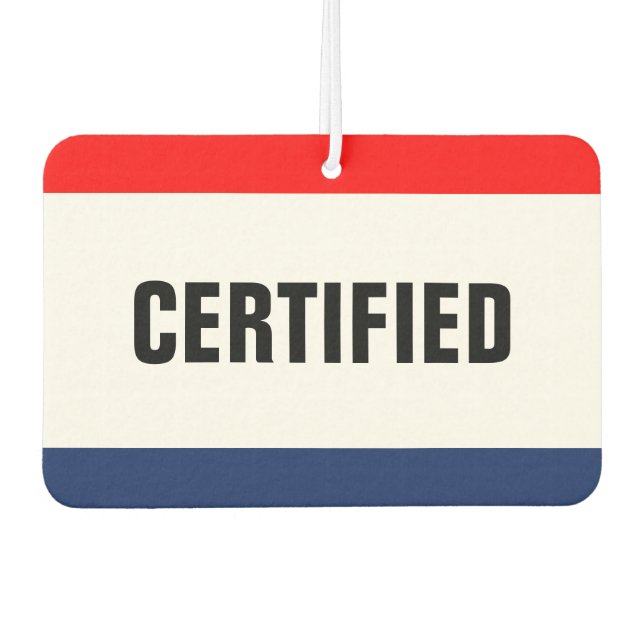 Car Dealership Certified Promotion Customisable Car Air Freshener (Front)