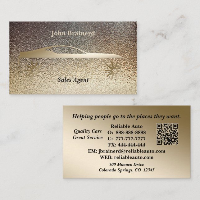 Car Dealership Classy Gold & Black QR Code  Business Card (Front/Back)