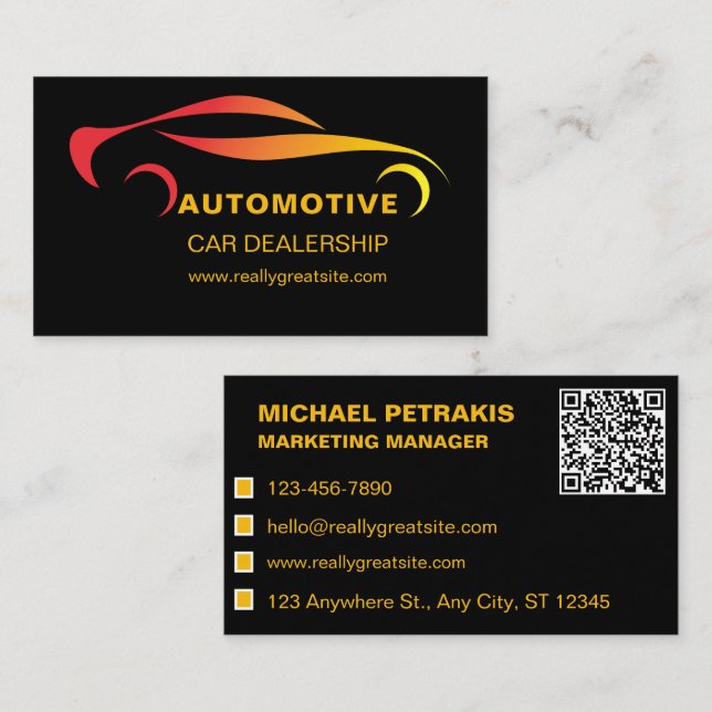 Car Dealership QR Code  Business Card (Front/Back)