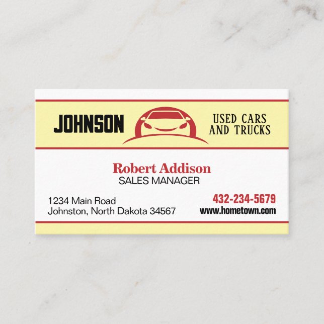 Car Dealership, Used Car Lot Business Card (Front)