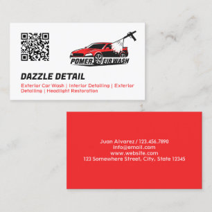Car Detailer Custom Logo Black & Red Business Card