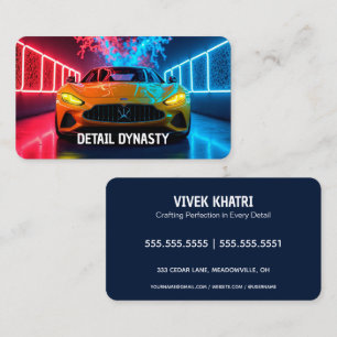 🚗 Car Detailer Neon Business Card