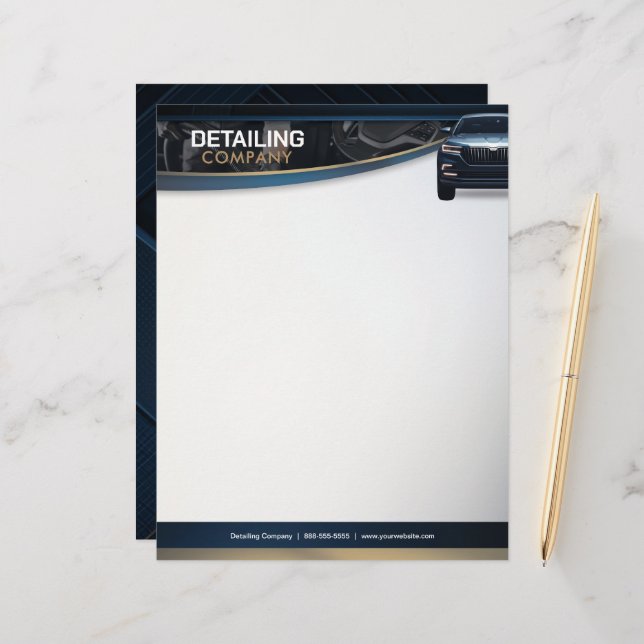 Car Detailing | Auto Cleaning Services |  Custom Letterhead (Front/Back In Situ)