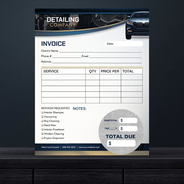Car Detailing Auto Cleaning Services Invoice Form Notepad (Creator Uploaded)