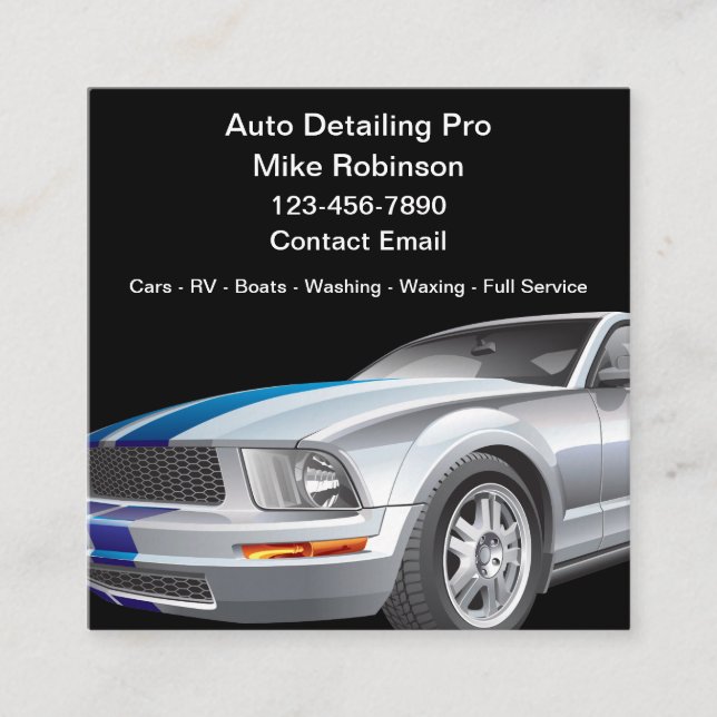Car Detailing Cool Businesscards Square Business Card (Front)
